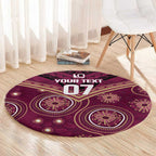 Personalized Australia QLD Maroons Round Carpet Indigenous Aboriginal Mix Polynesian Motifs