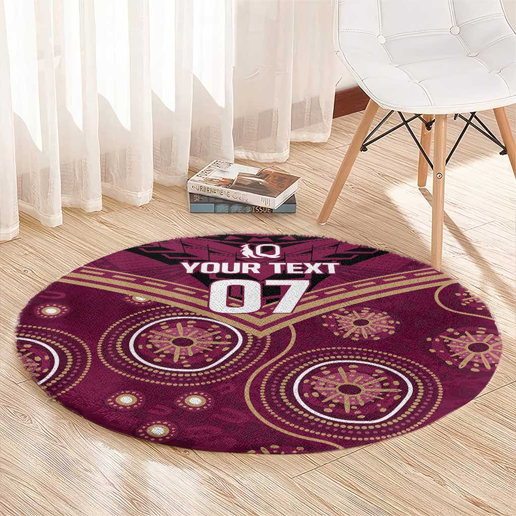 Personalized Australia QLD Maroons Round Carpet Indigenous Aboriginal Mix Polynesian Motifs
