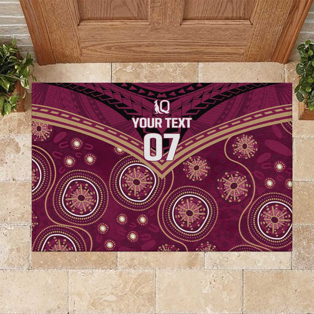 Personalized Australia QLD Maroons Rubber Doormat Indigenous Aboriginal Mix Polynesian Motifs