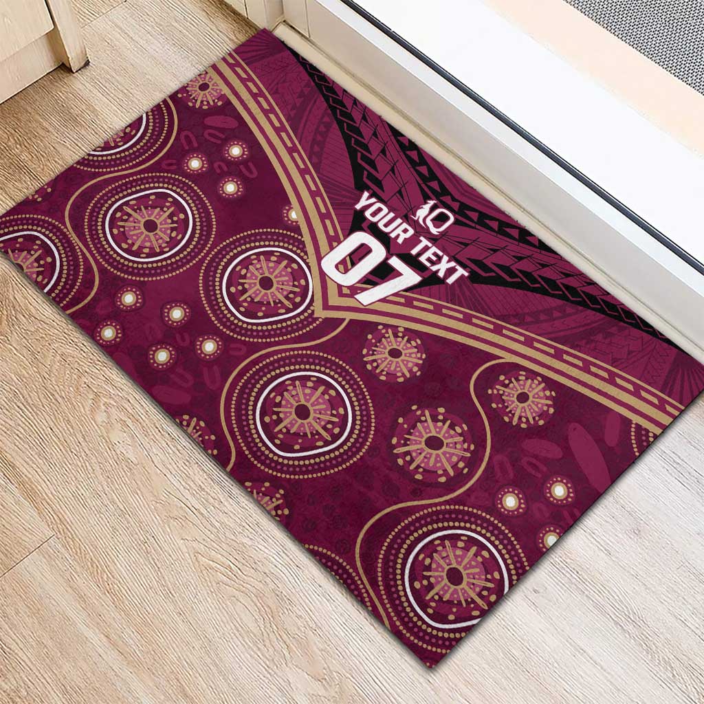 Personalized Australia QLD Maroons Rubber Doormat Indigenous Aboriginal Mix Polynesian Motifs