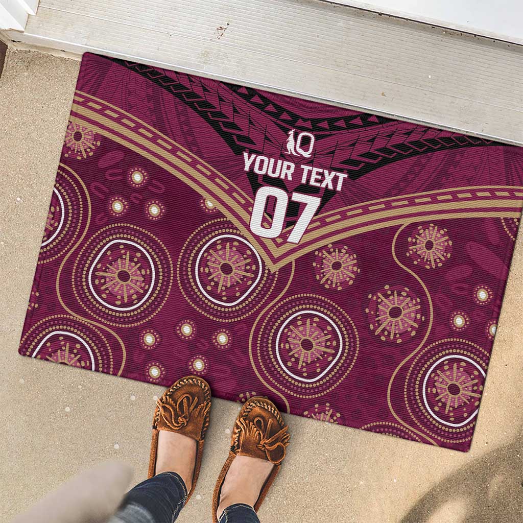 Personalized Australia QLD Maroons Rubber Doormat Indigenous Aboriginal Mix Polynesian Motifs
