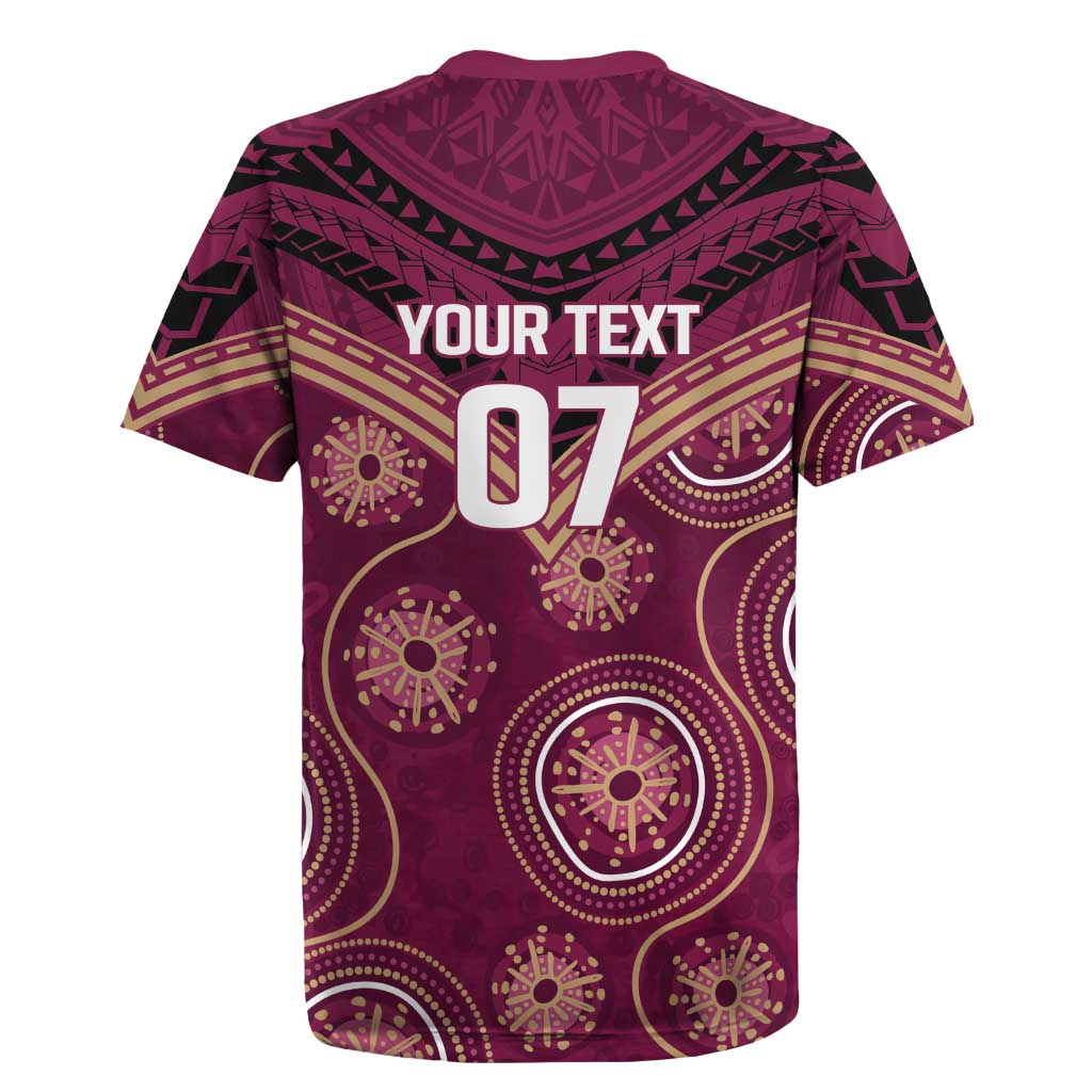 Personalized Australia QLD Maroons Rugby Jersey Indigenous Aboriginal Mix Polynesian Motifs