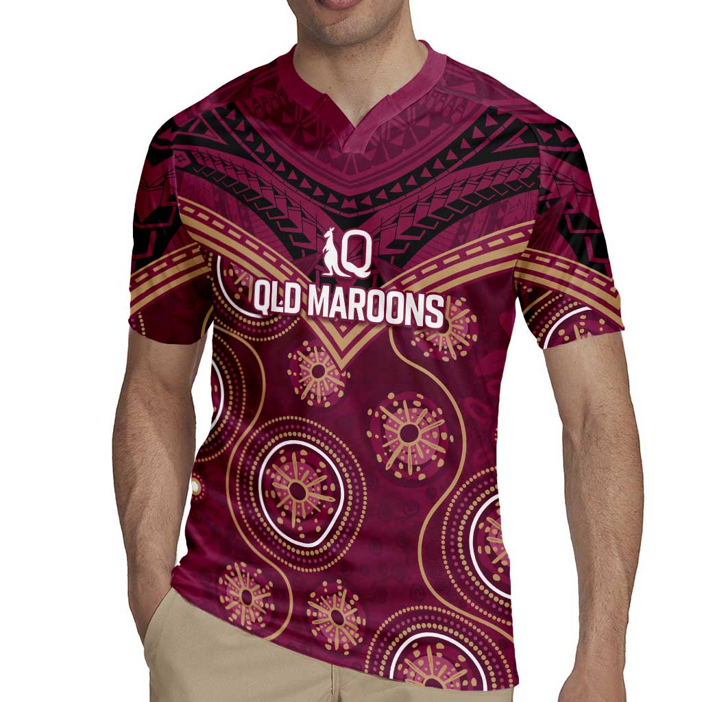 Personalized Australia QLD Maroons Rugby Jersey Indigenous Aboriginal Mix Polynesian Motifs