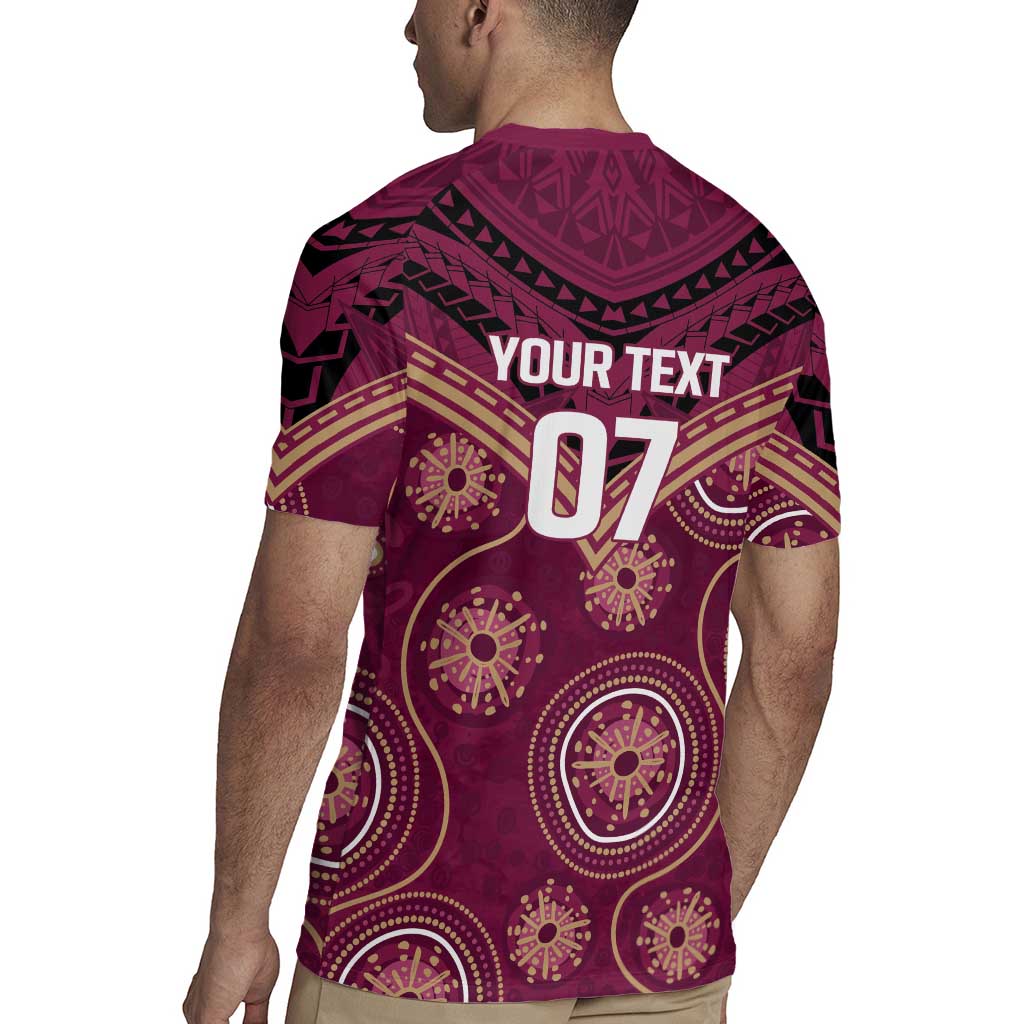 Personalized Australia QLD Maroons Rugby Jersey Indigenous Aboriginal Mix Polynesian Motifs