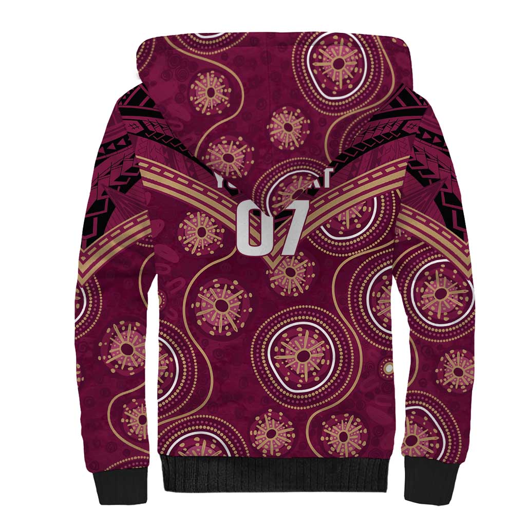 Personalized Australia QLD Maroons Sherpa Hoodie Indigenous Aboriginal Mix Polynesian Motifs