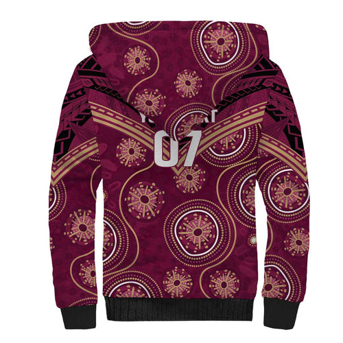 Personalized Australia QLD Maroons Sherpa Hoodie Indigenous Aboriginal Mix Polynesian Motifs