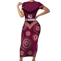 Personalized Australia QLD Maroons Short Sleeve Bodycon Dress Indigenous Aboriginal Mix Polynesian Motifs