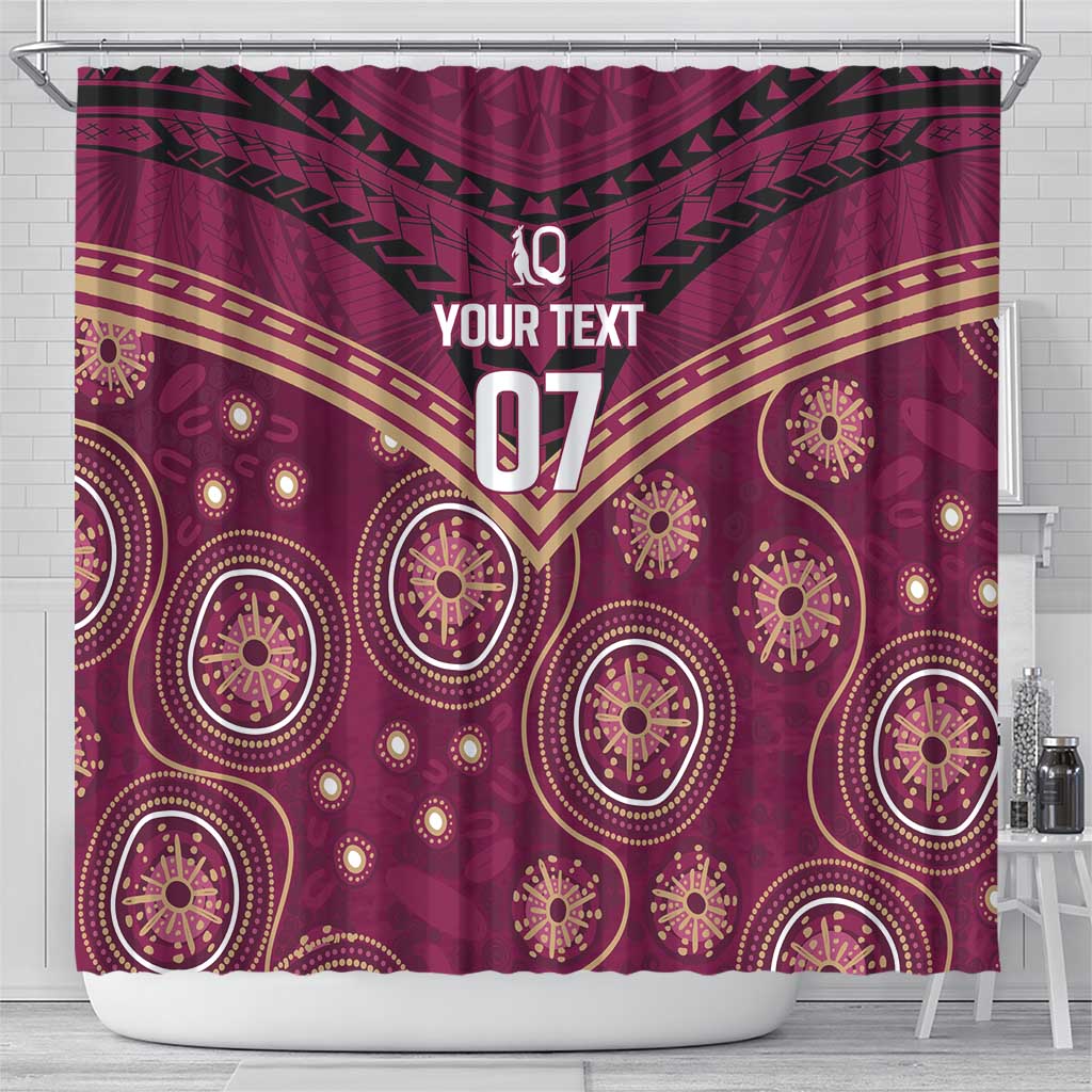 Personalized Australia QLD Maroons Shower Curtain Indigenous Aboriginal Mix Polynesian Motifs