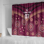 Personalized Australia QLD Maroons Shower Curtain Indigenous Aboriginal Mix Polynesian Motifs