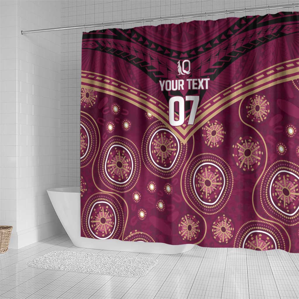 Personalized Australia QLD Maroons Shower Curtain Indigenous Aboriginal Mix Polynesian Motifs