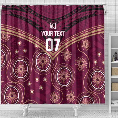 Personalized Australia QLD Maroons Shower Curtain Indigenous Aboriginal Mix Polynesian Motifs