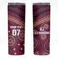 Personalized Australia QLD Maroons Skinny Tumbler Indigenous Aboriginal Mix Polynesian Motifs