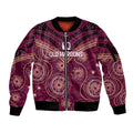 Personalized Australia QLD Maroons Sleeve Zip Bomber Jacket Indigenous Aboriginal Mix Polynesian Motifs