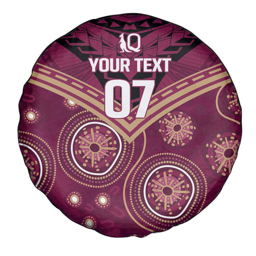Personalized Australia QLD Maroons Spare Tire Cover Indigenous Aboriginal Mix Polynesian Motifs