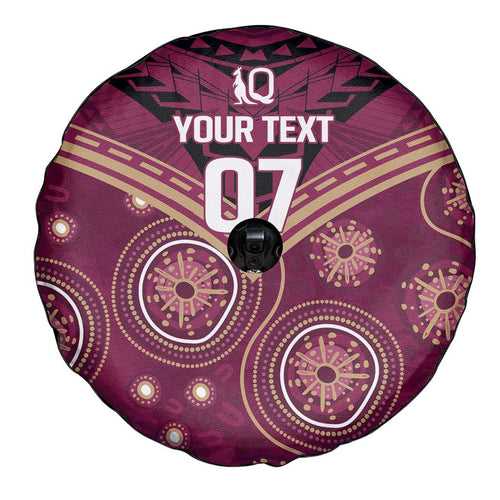 Personalized Australia QLD Maroons Spare Tire Cover Indigenous Aboriginal Mix Polynesian Motifs