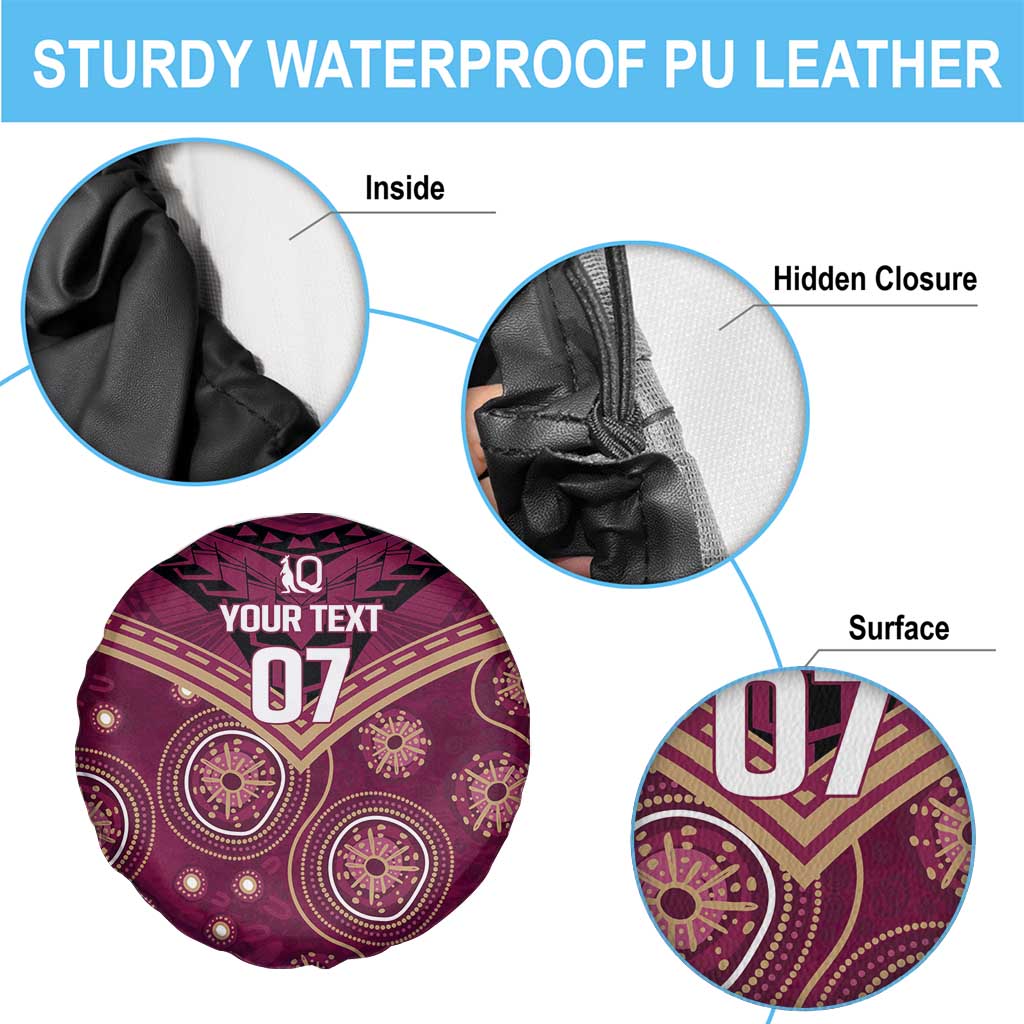 Personalized Australia QLD Maroons Spare Tire Cover Indigenous Aboriginal Mix Polynesian Motifs