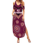 Personalized Australia QLD Maroons Summer Maxi Dress Indigenous Aboriginal Mix Polynesian Motifs