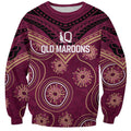 Personalized Australia QLD Maroons Sweatshirt Indigenous Aboriginal Mix Polynesian Motifs