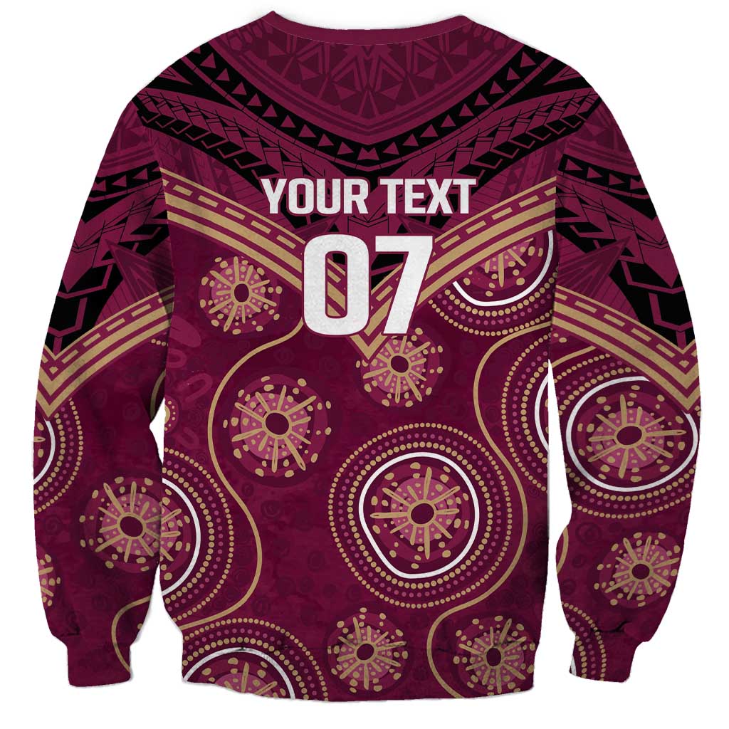 Personalized Australia QLD Maroons Sweatshirt Indigenous Aboriginal Mix Polynesian Motifs