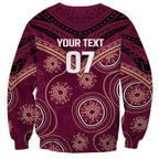Personalized Australia QLD Maroons Sweatshirt Indigenous Aboriginal Mix Polynesian Motifs