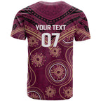 Personalized Australia QLD Maroons T Shirt Indigenous Aboriginal Mix Polynesian Motifs