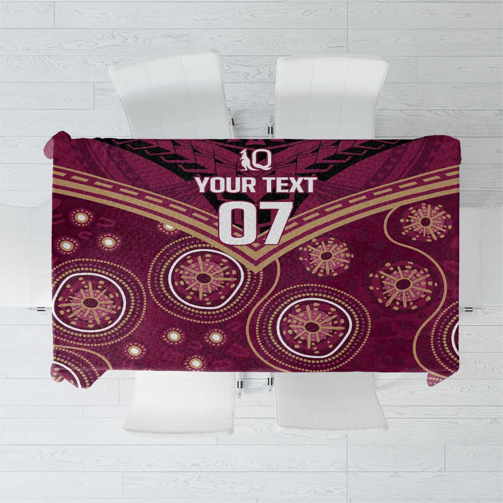 Personalized Australia QLD Maroons Tablecloth Indigenous Aboriginal Mix Polynesian Motifs