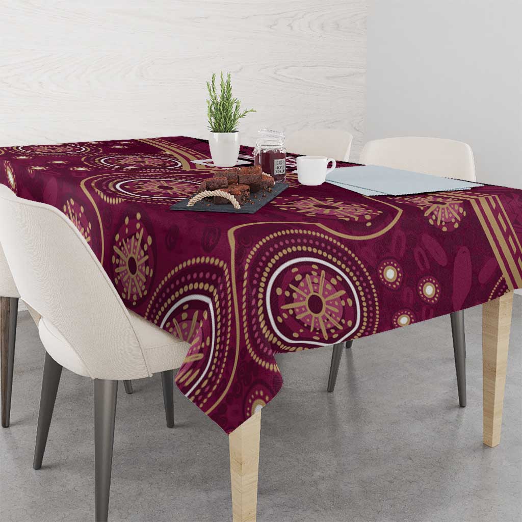 Personalized Australia QLD Maroons Tablecloth Indigenous Aboriginal Mix Polynesian Motifs
