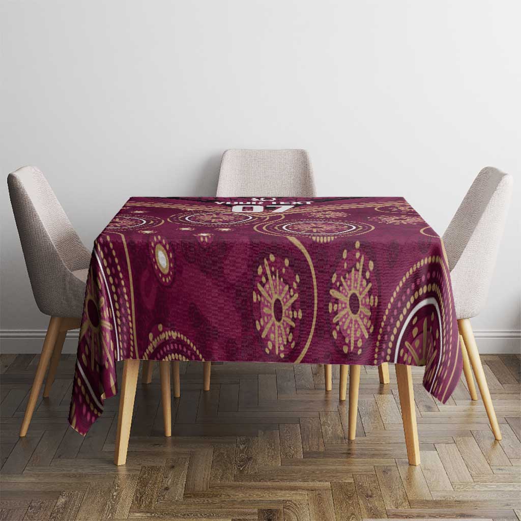 Personalized Australia QLD Maroons Tablecloth Indigenous Aboriginal Mix Polynesian Motifs