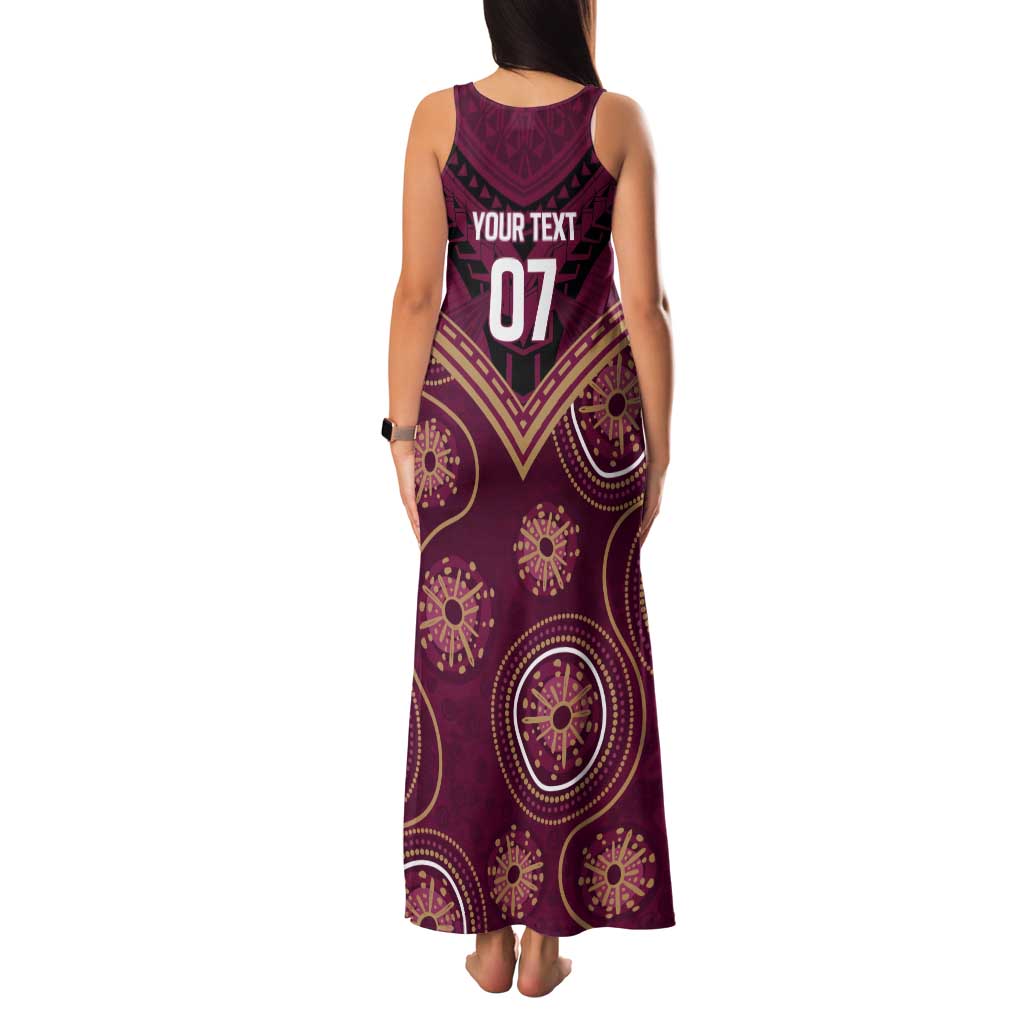 Personalized Australia QLD Maroons Tank Maxi Dress Indigenous Aboriginal Mix Polynesian Motifs