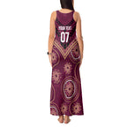 Personalized Australia QLD Maroons Tank Maxi Dress Indigenous Aboriginal Mix Polynesian Motifs