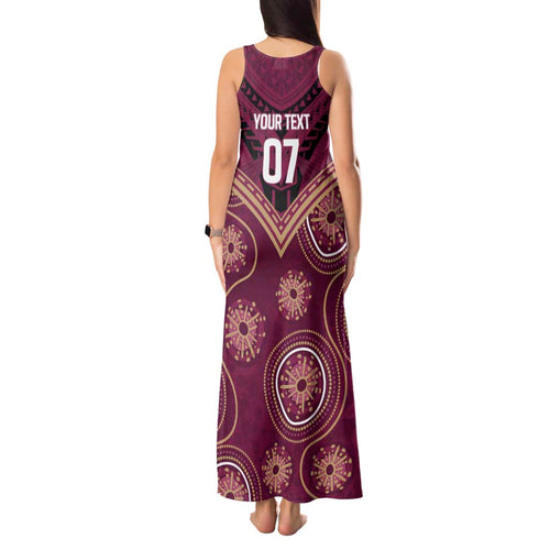 Personalized Australia QLD Maroons Tank Maxi Dress Indigenous Aboriginal Mix Polynesian Motifs