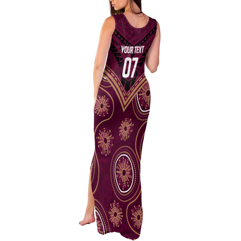 Personalized Australia QLD Maroons Tank Maxi Dress Indigenous Aboriginal Mix Polynesian Motifs