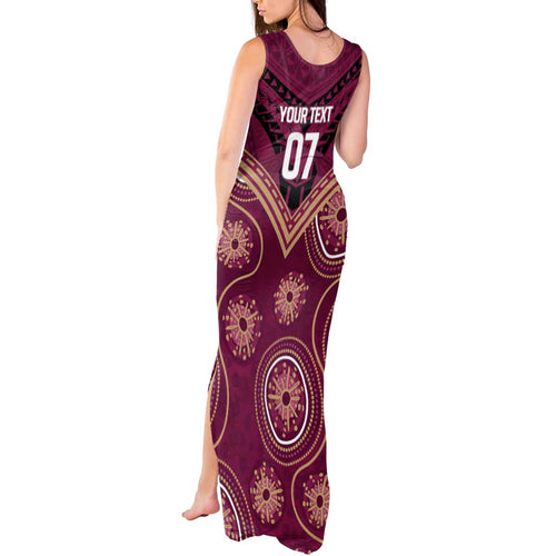 Personalized Australia QLD Maroons Tank Maxi Dress Indigenous Aboriginal Mix Polynesian Motifs