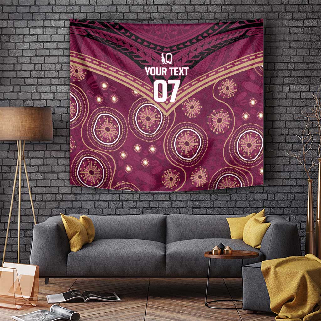 Personalized Australia QLD Maroons Tapestry Indigenous Aboriginal Mix Polynesian Motifs