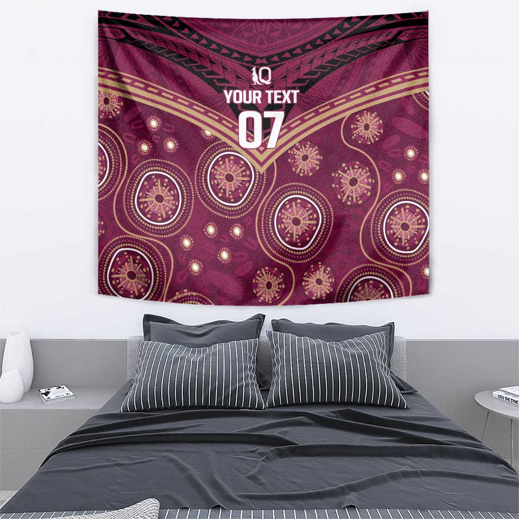 Personalized Australia QLD Maroons Tapestry Indigenous Aboriginal Mix Polynesian Motifs