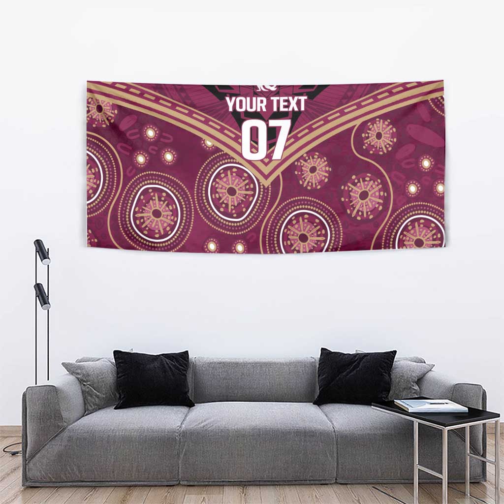 Personalized Australia QLD Maroons Tapestry Indigenous Aboriginal Mix Polynesian Motifs