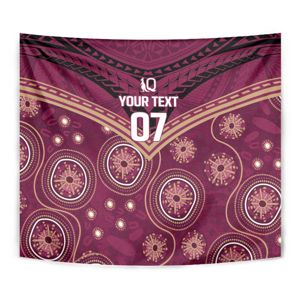Personalized Australia QLD Maroons Tapestry Indigenous Aboriginal Mix Polynesian Motifs