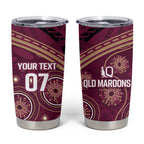 Personalized Australia QLD Maroons Tumbler Cup Indigenous Aboriginal Mix Polynesian Motifs