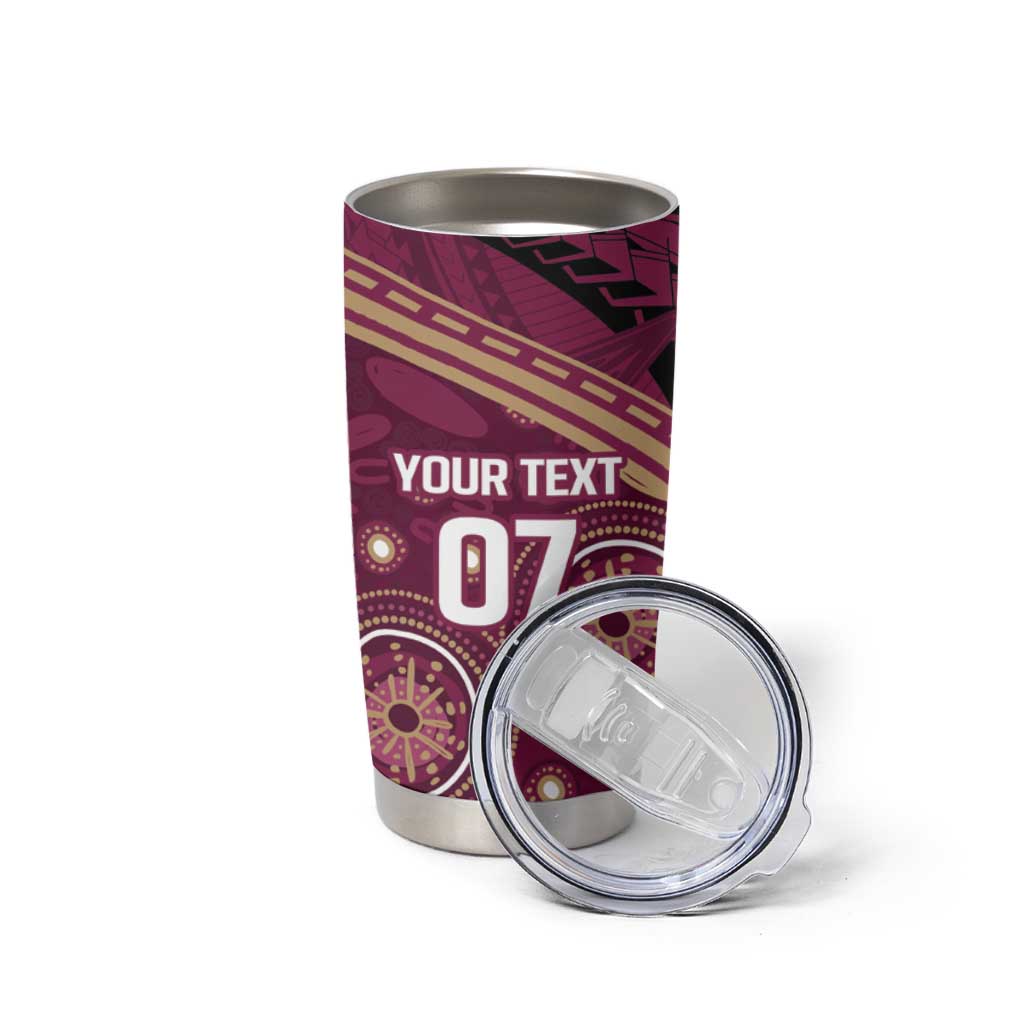 Personalized Australia QLD Maroons Tumbler Cup Indigenous Aboriginal Mix Polynesian Motifs