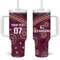 Personalized Australia QLD Maroons Tumbler With Handle Indigenous Aboriginal Mix Polynesian Motifs