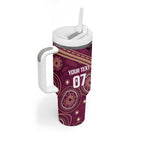 Personalized Australia QLD Maroons Tumbler With Handle Indigenous Aboriginal Mix Polynesian Motifs