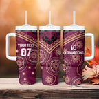 Personalized Australia QLD Maroons Tumbler With Handle Indigenous Aboriginal Mix Polynesian Motifs
