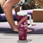 Personalized Australia QLD Maroons Tumbler With Handle Indigenous Aboriginal Mix Polynesian Motifs