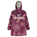 Personalized Australia QLD Maroons Wearable Blanket Hoodie Indigenous Aboriginal Mix Polynesian Motifs