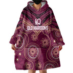 Personalized Australia QLD Maroons Wearable Blanket Hoodie Indigenous Aboriginal Mix Polynesian Motifs