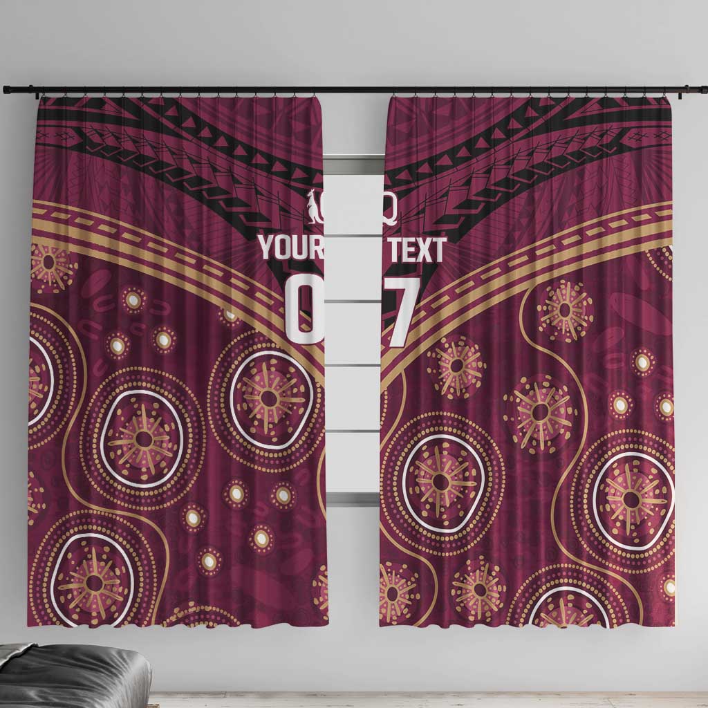 Personalized Australia QLD Maroons Window Curtain Indigenous Aboriginal Mix Polynesian Motifs