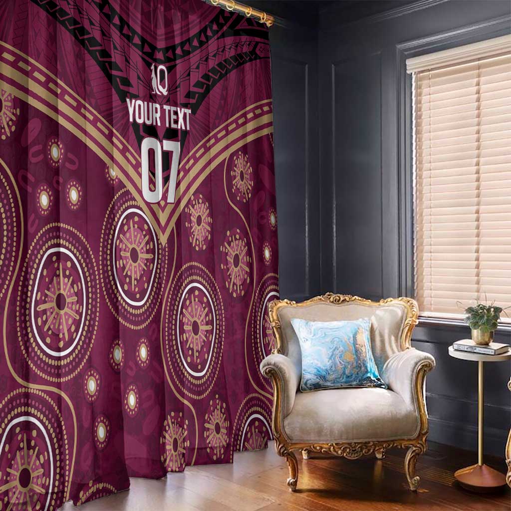 Personalized Australia QLD Maroons Window Curtain Indigenous Aboriginal Mix Polynesian Motifs