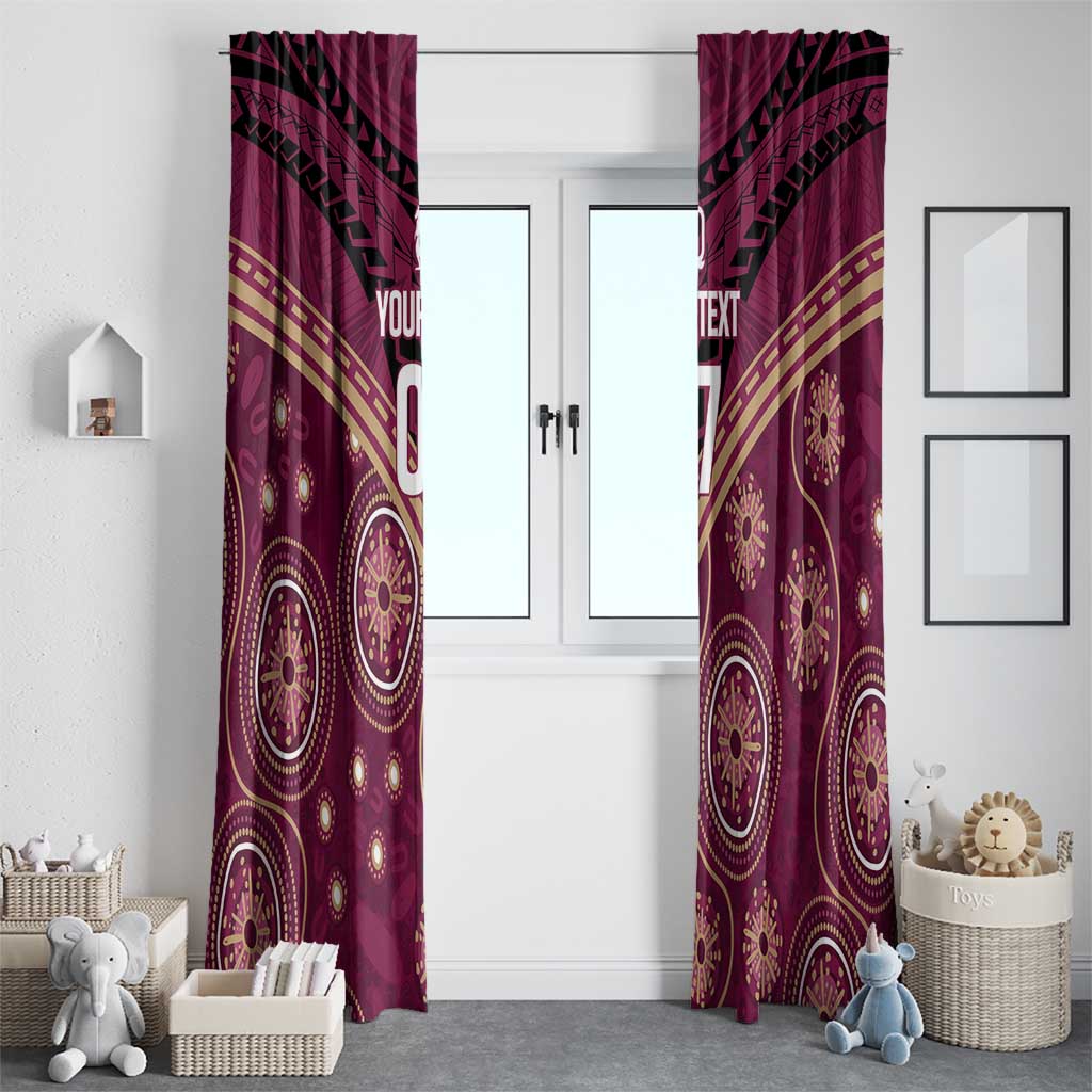Personalized Australia QLD Maroons Window Curtain Indigenous Aboriginal Mix Polynesian Motifs