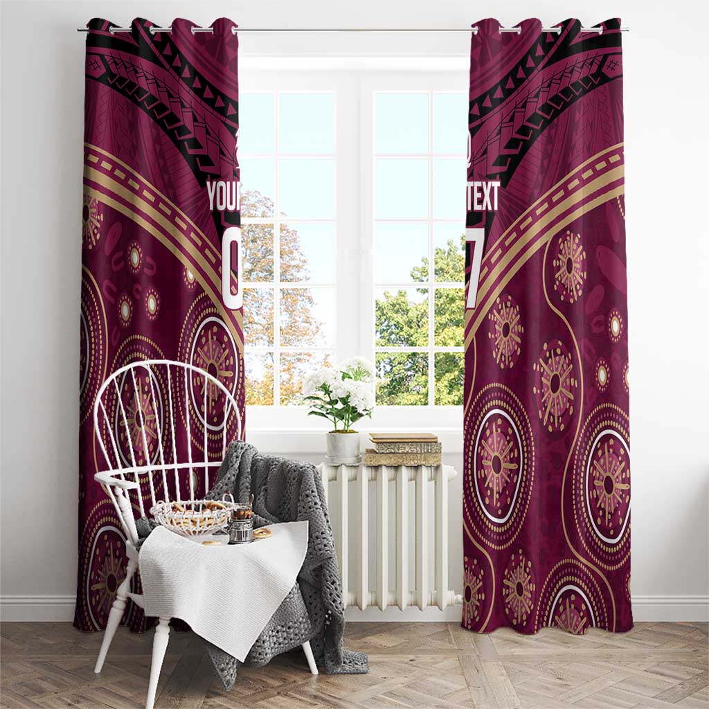 Personalized Australia QLD Maroons Window Curtain Indigenous Aboriginal Mix Polynesian Motifs