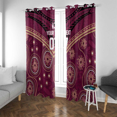 Personalized Australia QLD Maroons Window Curtain Indigenous Aboriginal Mix Polynesian Motifs